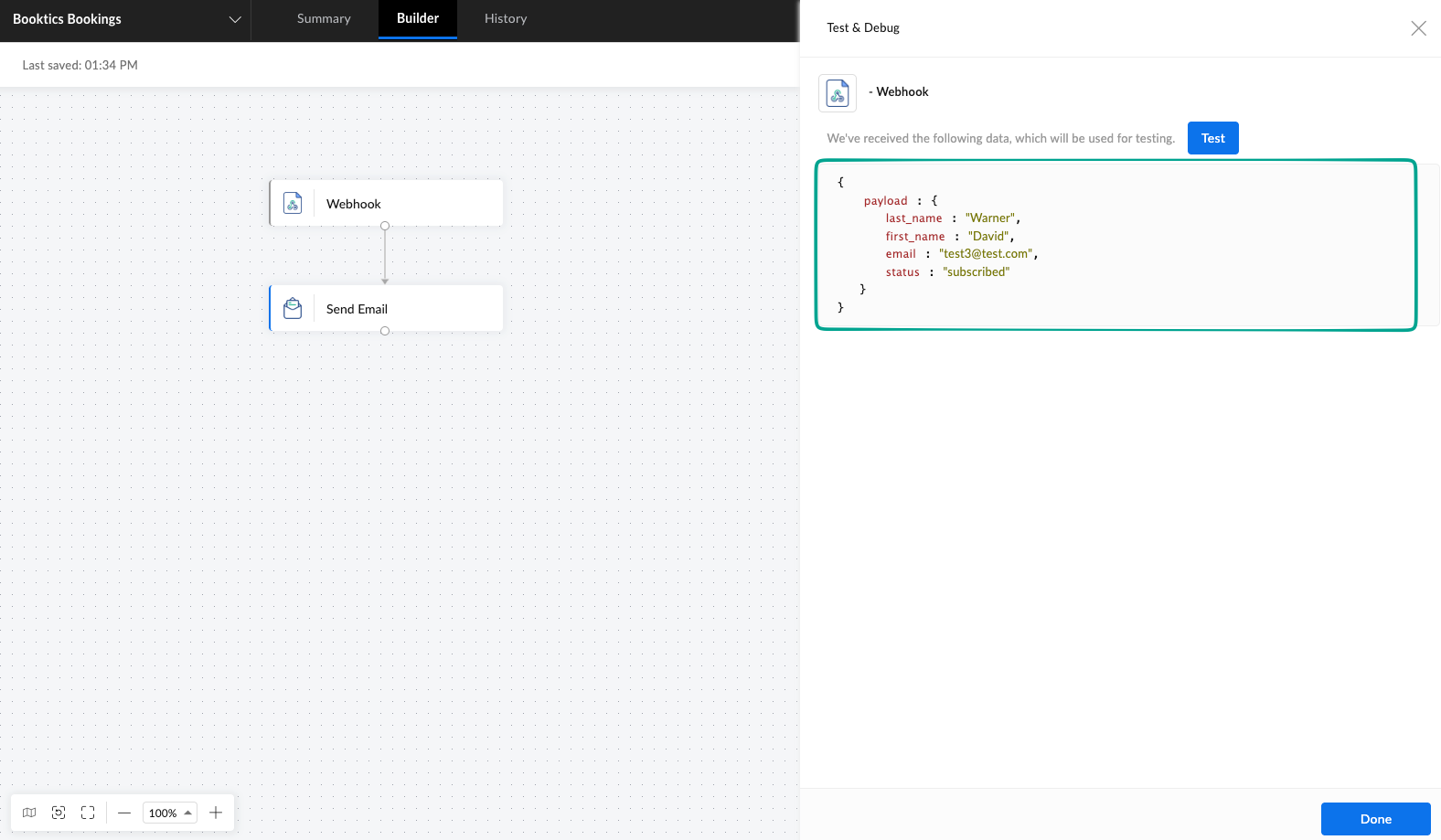 Zoho Flow action step and connection
